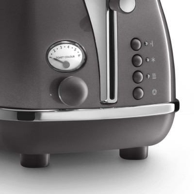 Delonghi Тостер Icona Metallics 900Вт, метал, односторонній підігрів, металік