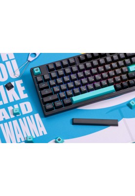 Akko Клавіатура механічна 3098N Black&Cyan 98Key, TTC Flame, BT/WL/USB-A, Hot-swappable, EN/UKR, RGB, Чорний