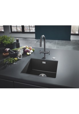 Grohe Мийка кухонна K700U, граніт, прямокут., без крила, 457x406x203мм, чаша - 1, врізна/під стільницю, чорний граніт