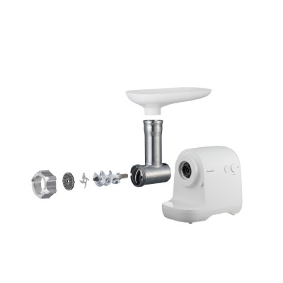 Panasonic М'ясорубка, 1700Вт, 3кг/мин, 3 решітки, насадка для кеббе, пластик, білий Panasonic М'ясорубка, 1700Вт, 3кг/мин, 3 решітки, насадка для кеббе, пластик, білий