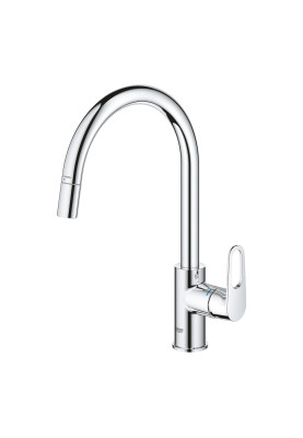 Grohe Змішувач для кухні QuickFix Start Flow, довж.виливу - 215мм, поворотний/витяжний, 1важіль, хром