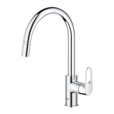 Grohe Змішувач для кухні QuickFix Start Flow, довж.виливу - 215мм, поворотний/витяжний, 1важіль, хром