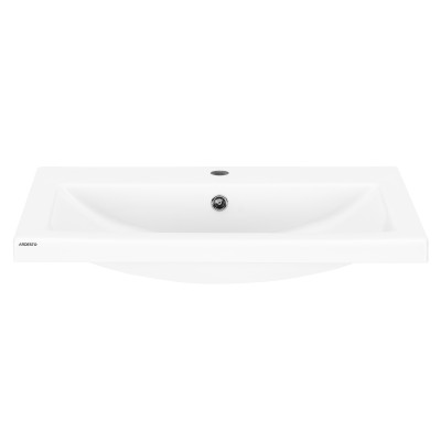 ARDESTO Раковина, умивальник ARDESTO Sati, штучний камінь, прямокут., з отвором для змішувача, з отвором для переливу, 695x450x158мм, накладний, білий