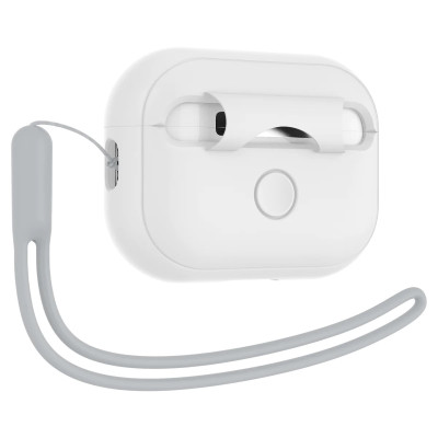 Spigen Чохол для Apple AirPods Pro 2 Silicone Fit, White+Strap Gray