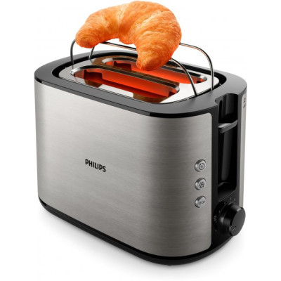 Philips Тостер Viva Collection, 950Вт, пластик+ метал, чорний+нерж Philips Тостер Viva Collection, 950Вт, пластик+ метал, чорний+нерж