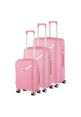 2E Набір пластикових валіз , SIGMA,(L+M+S), 4 колеса, рожевий