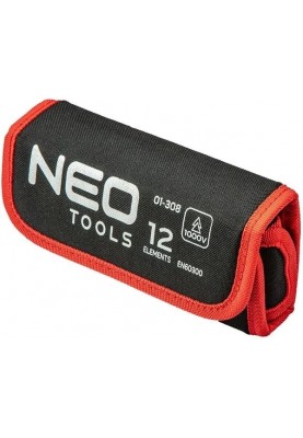 Neo Tools Викрутка, бітотримач 1/4", 10 змінних вставок для робіт під напругою 1000 В, з тестером, SL, PH