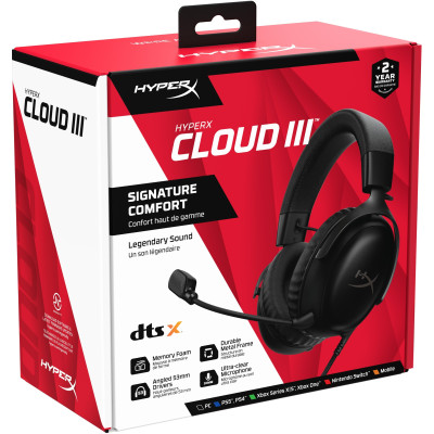HyperX Гарнiтура Cloud III 3.5mm/USB-A/USB-C Black