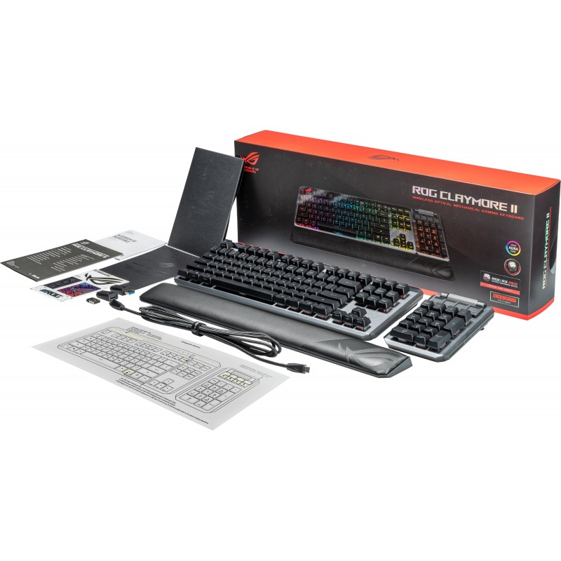 ASUS Клавіатура ROG CLAYMORE II RD RGB 108key USB/WL EN Black