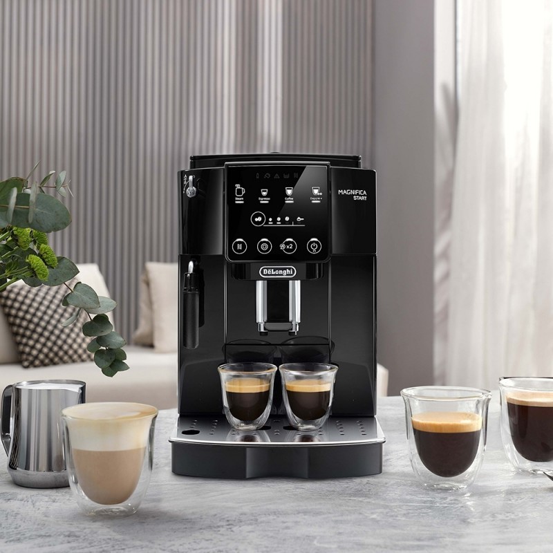 Delonghi Кавомашина Magnifica Start, 1.8л, зерно+мелена, ручний капучинатор, дисплей, авторецептів -4, підігрів чашок, чорний