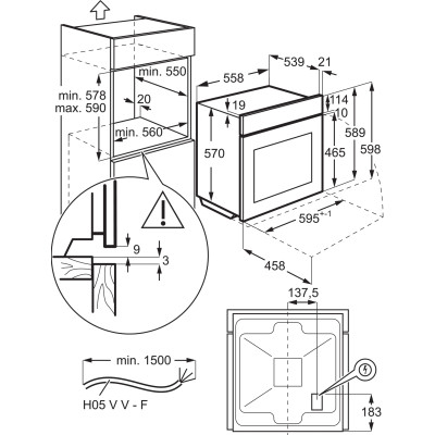 Electrolux Духовий шафа Electrolux електричний, 65л, A+, дисплей, конвекція, піроліз, телескопічні напрямні, чорний