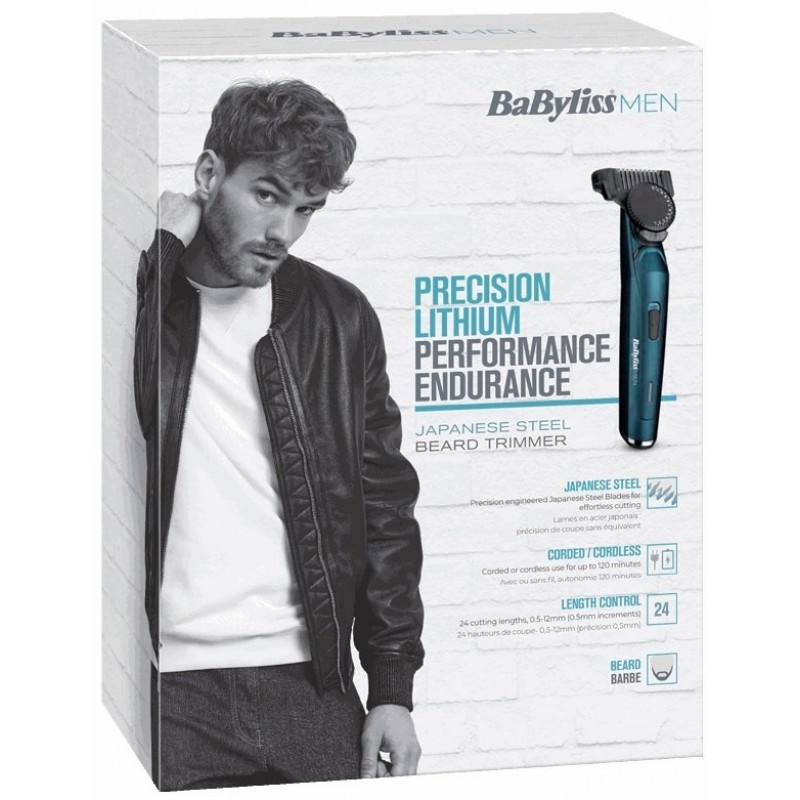 BaByliss Тример для стрижки бороди, 1 насадка, футляр, синій