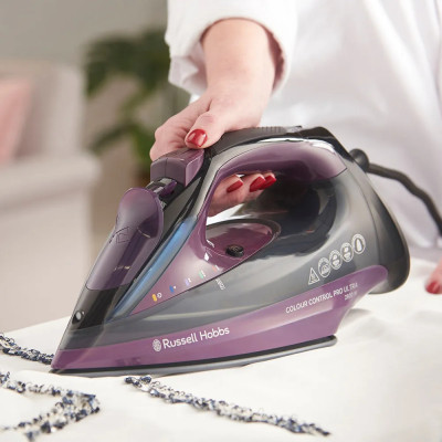 Russell Hobbs Утюг Colour Control Pro Ultra, 2800Вт, 380мл, паровий удар -195гр, самоочищення, індик.температури, керам. підошва, сіро-фіолетовий