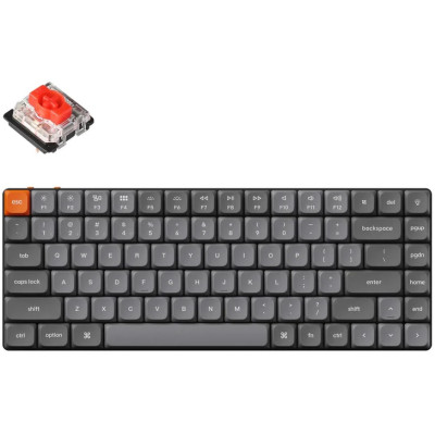 Keychron Клавіатура механічна K3 Max 84Key, Gateron MX 2.0 Red, WL/BT/USB-A, QMK, EN/UKR, White Led, чорний