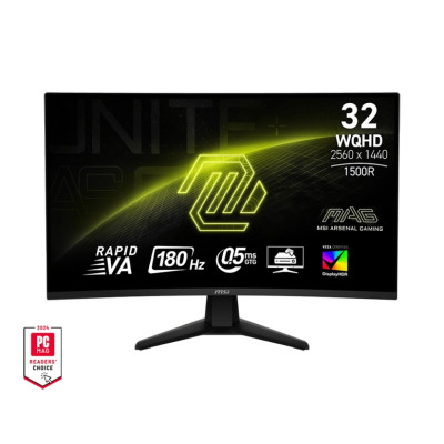 MSI Монітор 31.5" MAG 32CQ6F 2xHDMI, DP, Audio, VA, 2560x1440, 180Hz, 0.5ms, sRGB 101%, CURVED, AdaptiveSync
