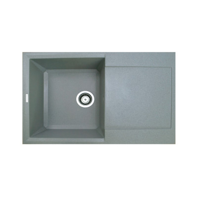 Adamant Мийка кухонная Horizon, штучний камінь, прямокут., з крилом, 780х495х230мм, чаша - 1, врізна, сірий