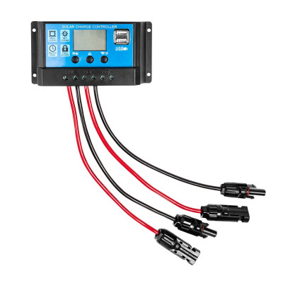 Neo Tools Контролер сонячної панелі, 20А, 12/24В, два USB, захист від зворотного струму MOSFET, захист від перевантаження та замикання, сумісний із свинцево-кислотними батареями (OPEN, AGM, GEL)