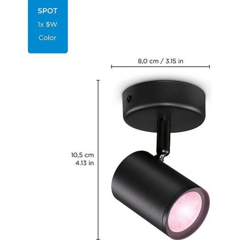 WiZ Світильник точковий накладний розумний IMAGEO Spots, 1х5W, 2200-6500K, RGB, Wi-Fi, чорний