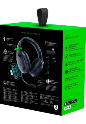 Razer Гарнітура ігрова Barracuda X, 7.1, mini-jack/USB-A/BT/WL, 1.5м, чорний