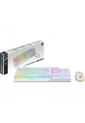 MSI Комплект клавіатура та миша Vigor GK30 COMBO WHITE UA USB, EN/UKR/RU, RGB, білий