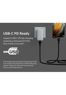 Belkin Кабель USB-С - USB-C плетений, силіконовий, з ремінцем на магніті, 1м, чорний