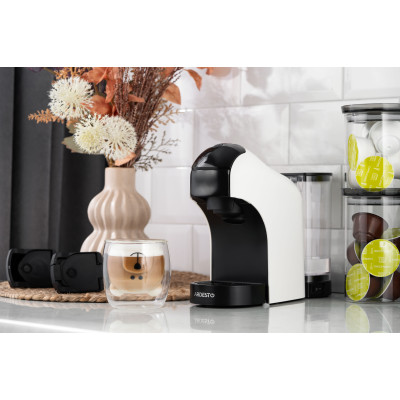 ARDESTO Кофеварка капсульна, 0.8л, капсули Nespresso, Nescafe Dolce Gusto, мелена кофе, сенсорне керування, білий