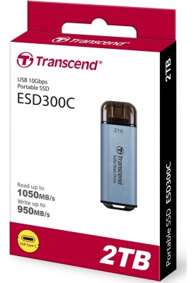 Transcend Портативний SSD 2TB USB 3.1 Gen 2 Type-C ESD300 Blue