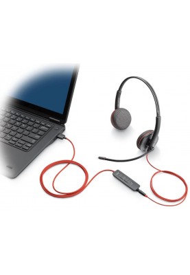 Poly Гарнітура комп'ютерна стерео On-ear Blackwire 3225, USB-A, USB-C, 3.5 мм, односпрямований, чорний