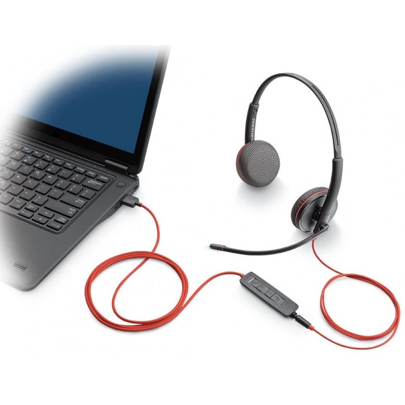 Poly Гарнітура комп'ютерна стерео On-ear Blackwire 3225, USB-A, USB-C, 3.5 мм, односпрямований, чорний