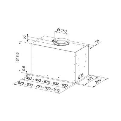 Franke Витяжка вбудовувана, 52см, 1250м.куб/год, Box Flush Basic FBFE BK A52, чорний
