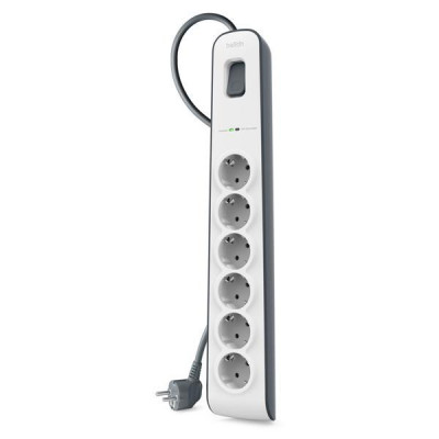 Belkin Підовжувач-фільтр мережевий 6хТип F, 3x1.5мм кв, 16А, з захистом від перенапруги, 2м, білий