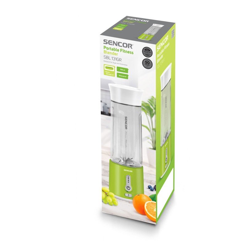 Sencor Блендер портативний для смузі 150Вт, чаша-500мл, USB-C, біло-зелений
