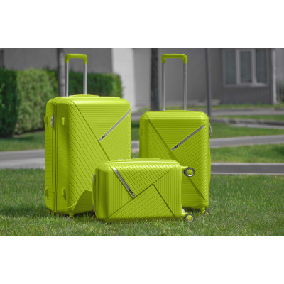 2E Валіза пластикова, SIGMA, велика, 4 колеса, зелене яблуко