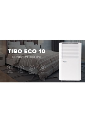 MYCOND Осушувач повітря Tibo Eco 10 побутовий, 10л.на добу, 120м3/год, 20м2, дисплей, ел. кер-ня, таймер, авто вимк., білий