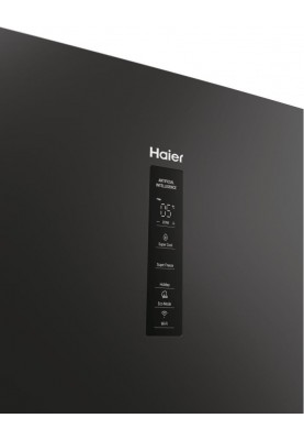 Haier Холодильник багатодверний, 205x59.5х65.7, холод.відд.-289л, мороз.відд.-125л, 3дв., А++, NF, інв., дисплей, зона нульова, чорний
