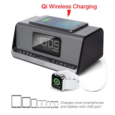 iHome Акустична док-станція IBN350G, Qi Wireless Charging, BT, NFC, USB, Aux Mic