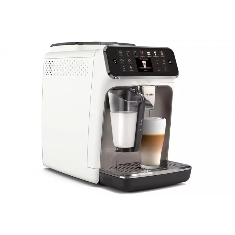 Philips Кавомашина Series 4400 LatteGo, 1.8л, зерно+мелена, автомат.капуч, дисплей, авторецептів -12, біло-срібна