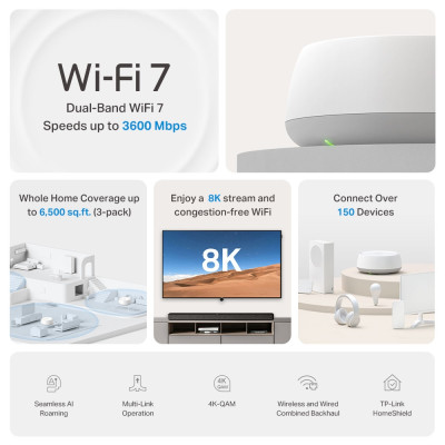 TP-Link Система WiFi-Mesh Deco BE22 BE3600, 1xGE LAN, 1xGE WAN, 3мод TP-Link Система WiFi-Mesh Deco BE22 BE3600, 1xGE LAN, 1xGE WAN, 3мод