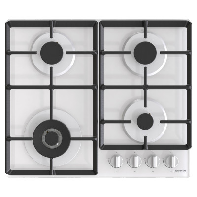 Gorenje Варильна поверхня газова на склі, 60см, чугун, білий