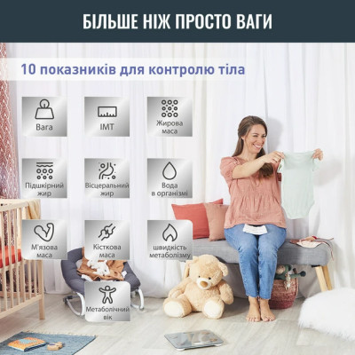 Tefal Ваги підлогові Goodvibes Life, 160кг, Bluetooth, AAAx3 в комплекті, скло, сірий