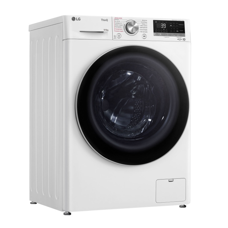 LG Прально-сушильна машина фронтальна, 9(6)кг, 1400, А, 56см, дисплей, пара, інвертор, білий