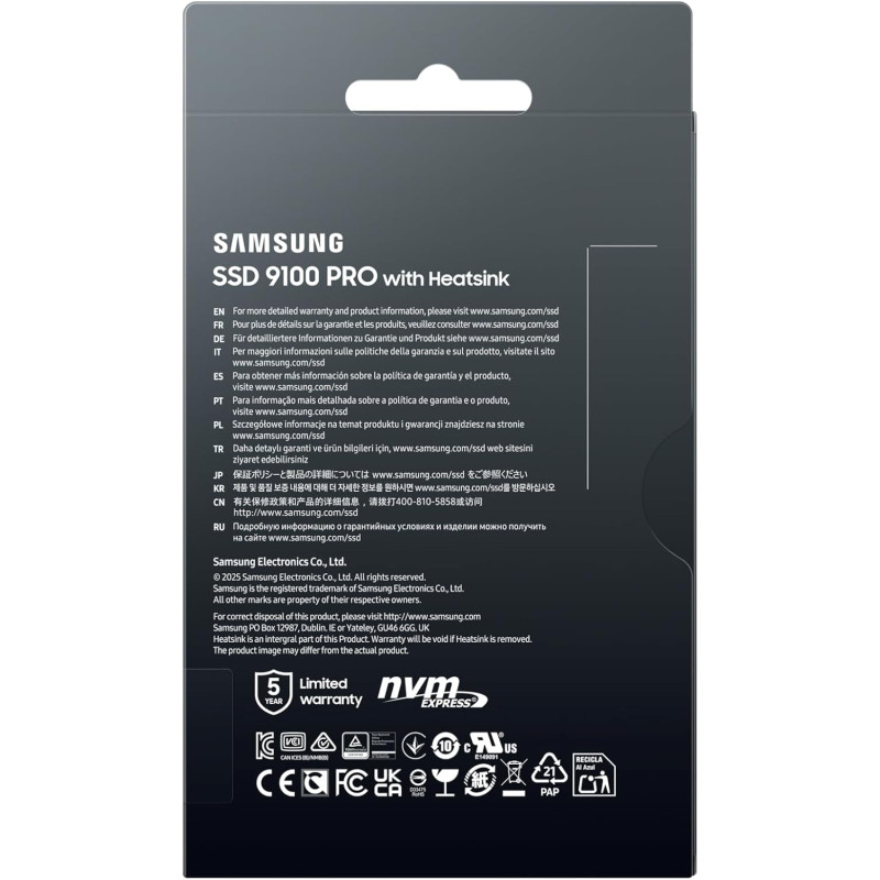 Samsung Накопичувач SSD Samsung M.2 1TB PCIe 5.0 9100PRO+ радіатор