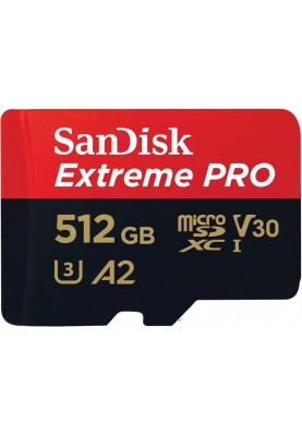 SanDisk Карта пам'яті microSD 512GB C10 UHS-I U3 R200/W140MB/s Extreme Pro V30 + SD
