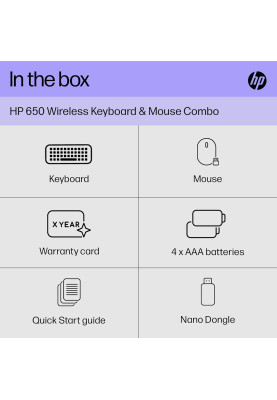 HP Комплект клавіатура та миша НР 650, WL, EN/UK, чорний