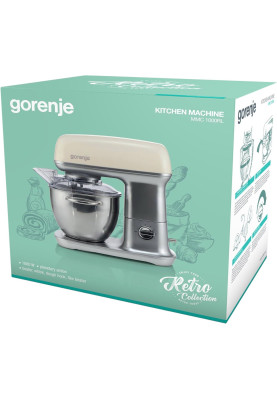 Gorenje Кухонна машина 1000Вт, чаша-метал, корпус-метал, насадок-4, сріблясто-бежевий