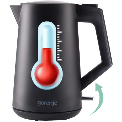 Gorenje Електрочайник 1.7л, Strix контроль, чорний матовий