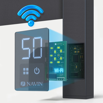 Navin Рушникосушка електрична Авангард, 1200х480х71мм, Wi-Fi, сталь, чорний муар, праве підключення Navin Рушникосушка електрична Авангард, 1200х480х71мм, Wi-Fi, сталь, чорний муар, праве підключення
