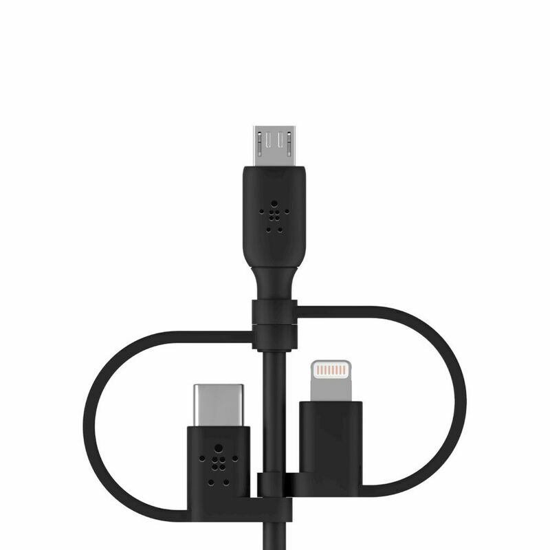 Belkin Кабель USB-A > Lightning/USB-С/microUSB заряджання/синхронізації, 1м, чорний
