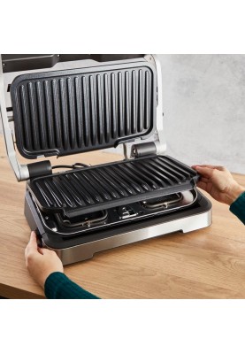 Tefal Гриль прижимний OptiGrill 2in1 XL 2200Вт, темп. режимів-4, з`ємні пластини, сенсор товщини продуктів, метал