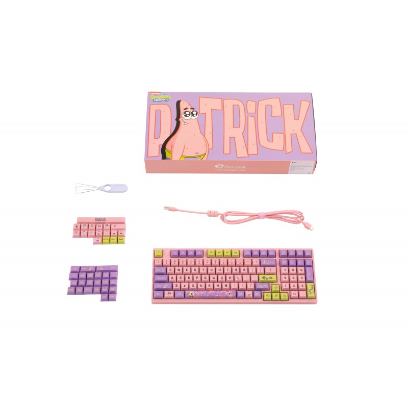 Akko Клавіатура механічна 3098S Patrick 98Key, CS Sponge, USB-A, Hot-swappable, EN/UKR, RGB, Рожевий